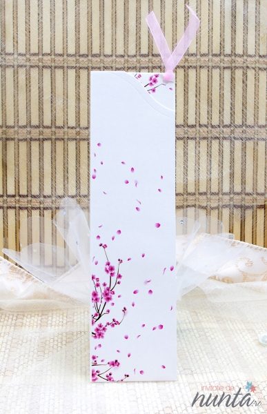 Invitatie De Nunta Cu Flori De Cires Si Petale Roz Invitatii De