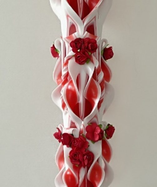 Lumanare Nunta Rosie 120 Cm Sculptata La Ambele Capete Accesorii