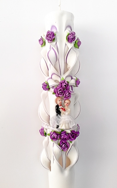 Lumanare Nunta Mov 80 Cm Sculptata La Ambele Capete Accesorii