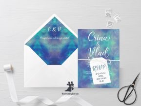 Invitatie de nunta Blue watercolor