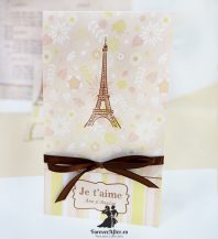 Invitatie de nunta cu model floral Je t'aime