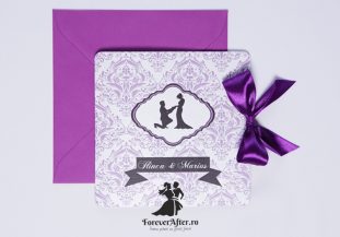 Invitatie de nunta Purple Damask
