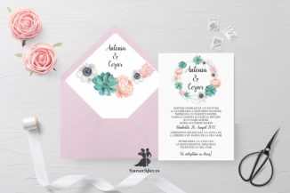 Invitatie de nunta tip card Chic Flowers