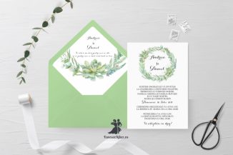 Invitatie de nunta tip card Greenery