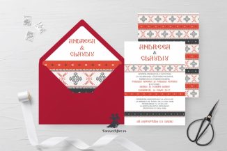 Invitatie de nunta tip card cu model traditional 4