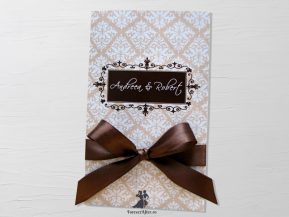Invitatie de nunta Brown Damask