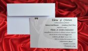 Invitatie de nunta in nuante argintii cu siluete de mire si mireasa