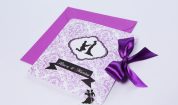 Invitatie de nunta Purple Damask