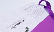 Invitatie de nunta Purple Damask