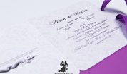 Invitatie de nunta Purple Damask