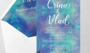 Invitatie de nunta tip card Blue watercolor