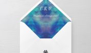 Invitatie de nunta tip card Blue watercolor