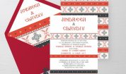 Invitatie de nunta tip card cu model traditional 4
