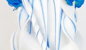 Lumanare nunta albastra 100 cm sculptata la ambele capete