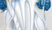 Lumanare nunta bleu 80 cm sculptata la ambele capete