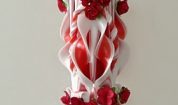 Lumanare rosie nunta 80 cm sculptata la capatul superior