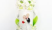 Lumanare verde fistic nunta 120 cm sculptata la capatul superior