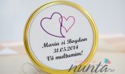 Marturie de nunta borcanas cu caramel Hearts