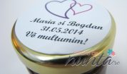 Marturie de nunta borcanas cu caramel cu inimioare
