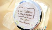Marturie de nunta borcanas cu funda crem Je t'aime