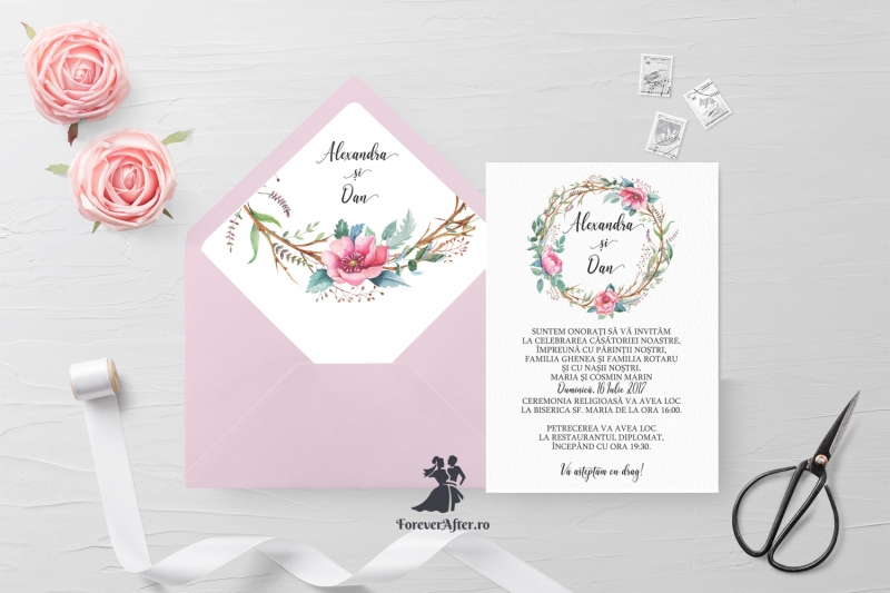 Invitatie de nunta tip card Special Flowers