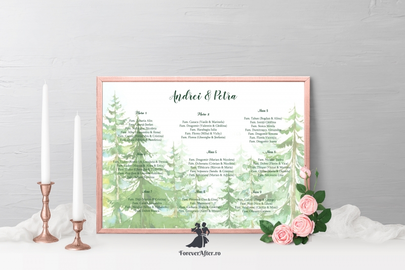 Lista cu asezarea la mese Mountain Love