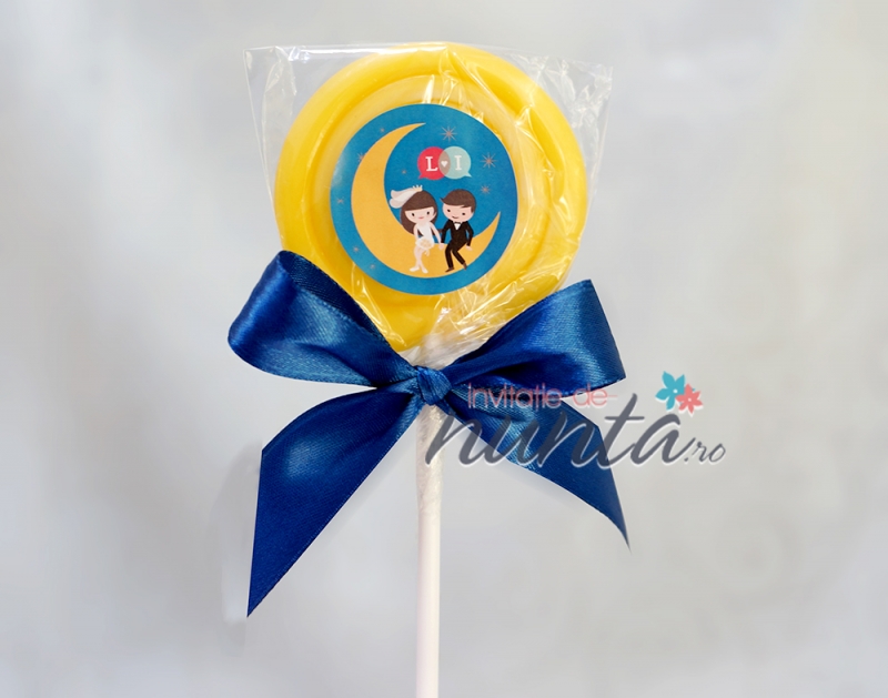 Marturie de nunta acadea colorata cu fundita albastra si miri haiosi