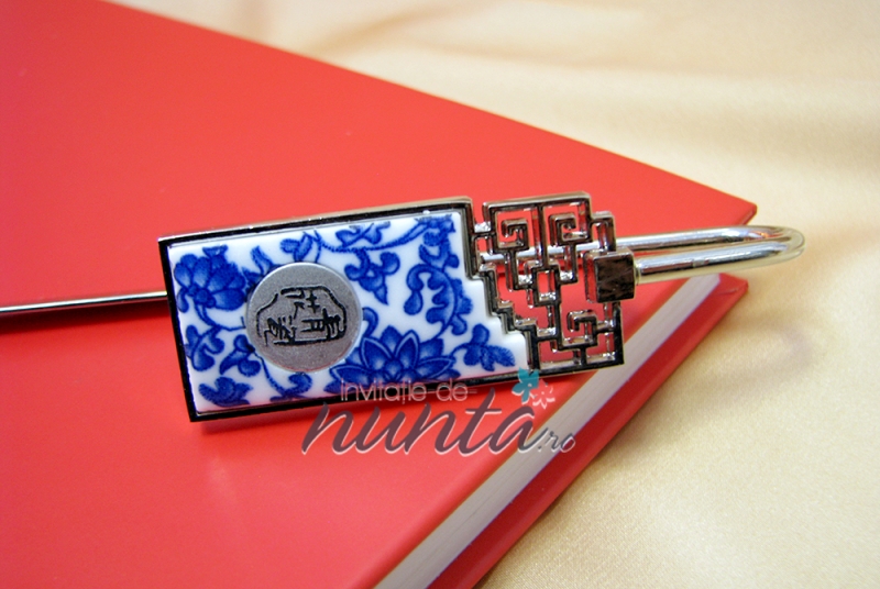 Marturie de nunta semn de carte din metal cu ornament
