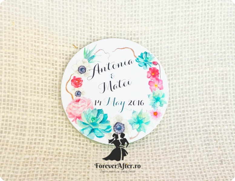 Set 2 suporti pentru pahare din sticla rotunzi Flowers Bloom