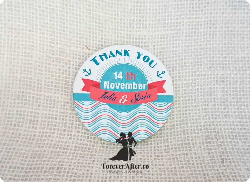 Set 2 suporti pentru pahare din sticla rotunzi Thank You